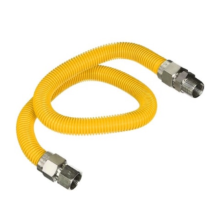 Flextron Gas Line Hose 5/8'' O.D.x36'' Len 3/4" FIPx1/2" MIP Fittings Yellow Coated Stainless Steel Flexible FTGC-YC12-36Q